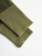 Olive Camo Knit V-Neck Fringe Hem Bodycon Dress