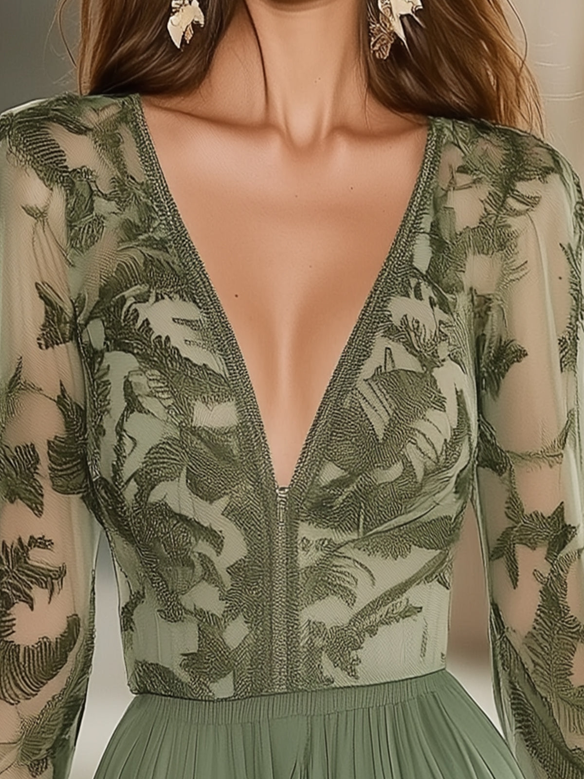 24-Hour-Shipping Fashion Bohemian Leaf Print Chiffon Mini Dress