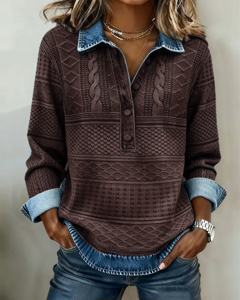 Dolores |Trendy Sweatshirt with Half Button and Collar