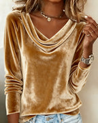 Margaret - Luxurious Velvet Drape-Neck Top