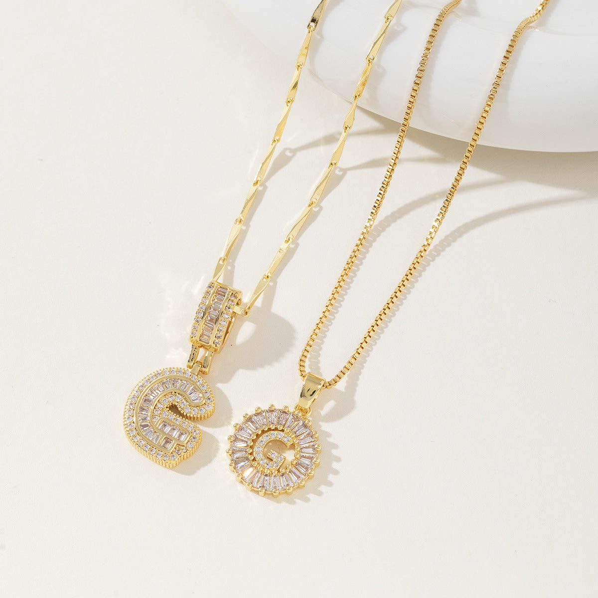 AISHA™ - Elegant 2-Pack Initial Letter Pendant Necklaces