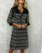 Long Sleeve Patchwork and Houndstooth Dress
